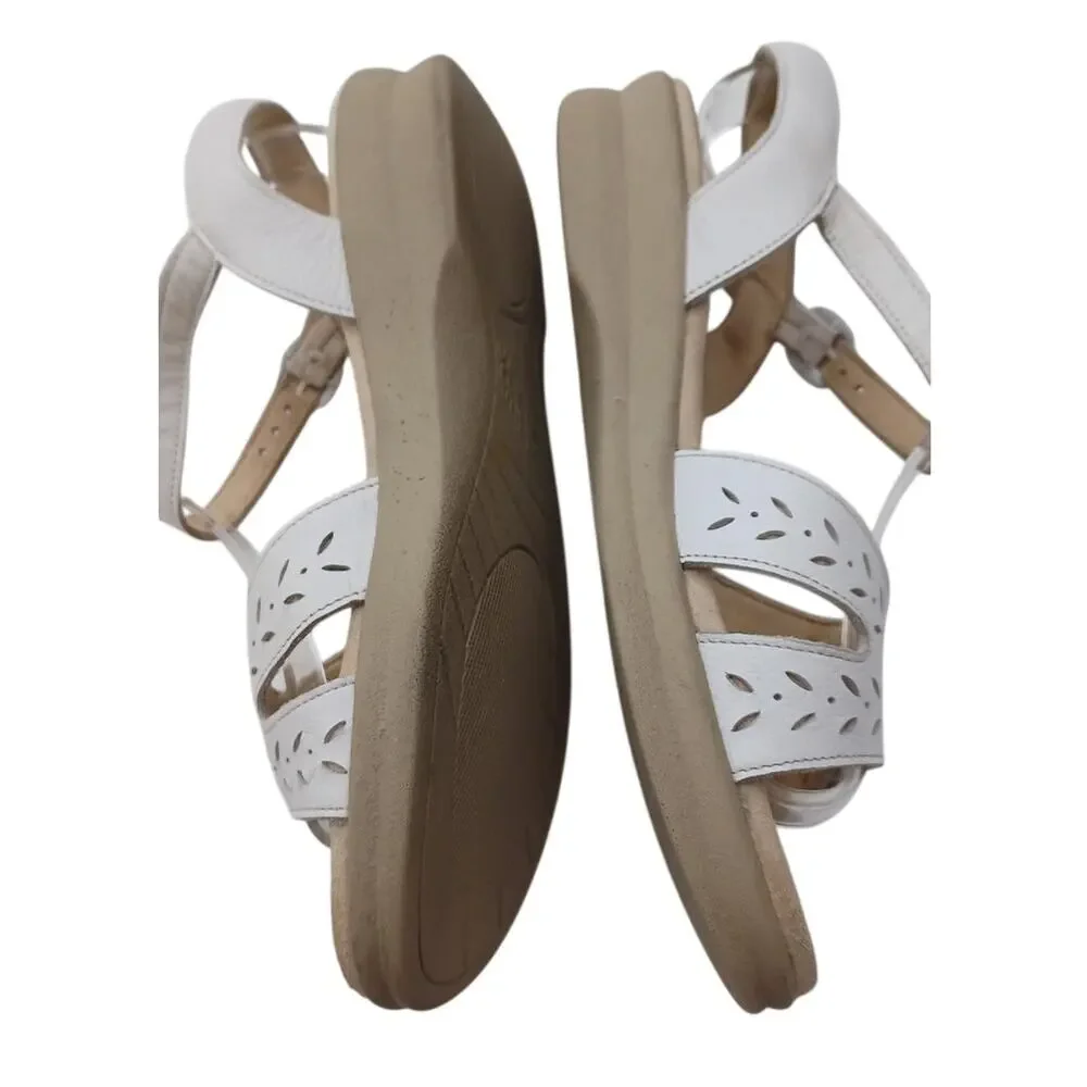 SAS Kids White Leather Comfort Sandals Girls Size 6M Tripad Comfort